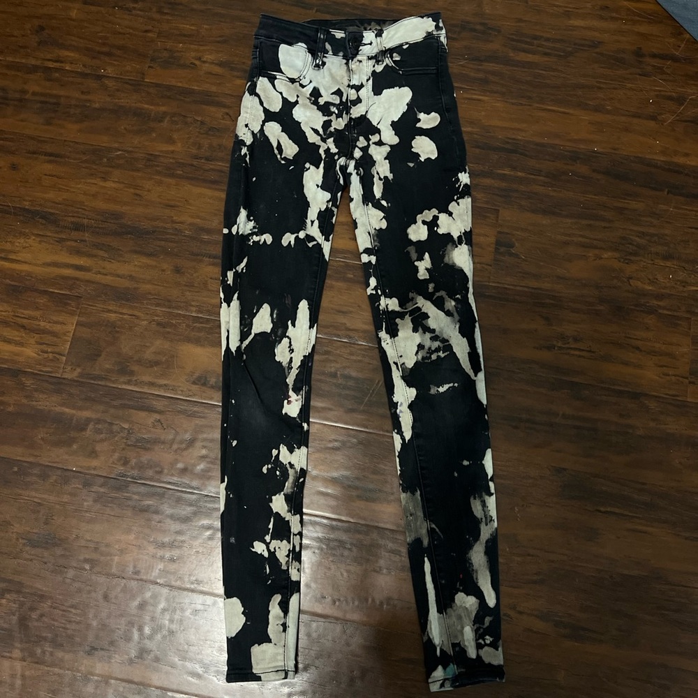 Size 2 American eagle bleach dyed black and white jeans